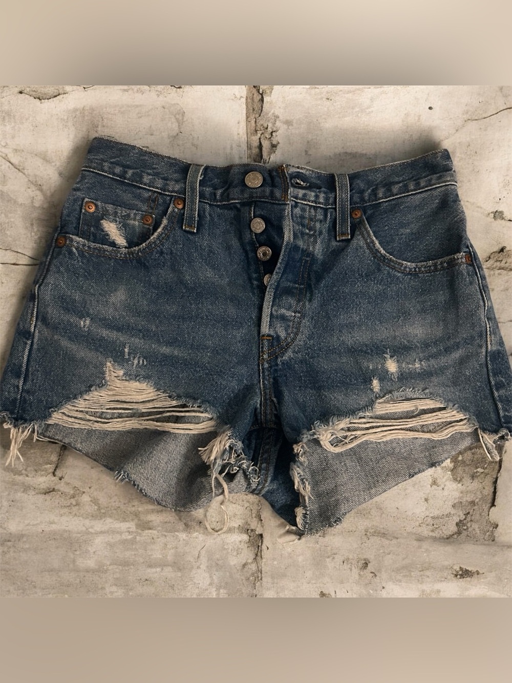 Levi’s Classic Distressed Blue Denim Women's Shorts
